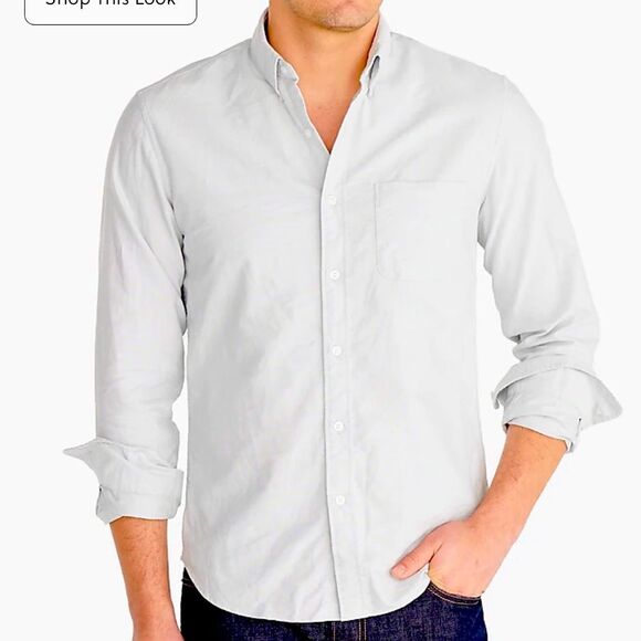 NWT J. Crew Men's Flex Oxford Slim Fit Button Up Shirt Heather Gray Sz. Medium - Picture 1 of 4
